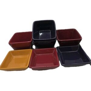 7 Pieces - Pampered Chef Simple Additions Square Dip Bowls Plates Tray Retired